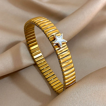 Gold Plated Stainless Steel Elastic Bangles Bracelet