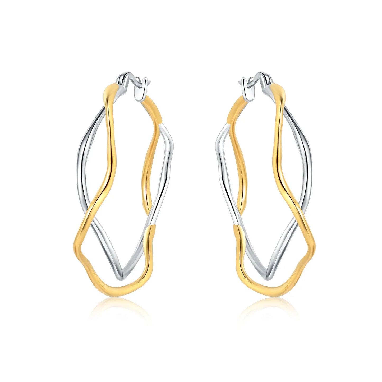 S925 Sterling Silver Zircon 18K Gold Lining Vintage Hoop Earrings