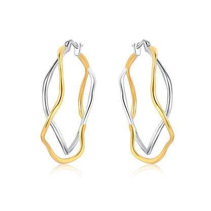 S925 Sterling Silver Zircon 18K Gold Lining Vintage Hoop Earrings