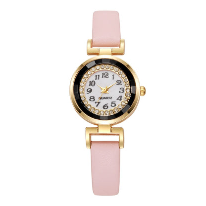 Small Arabic Casual Leather Strap Watch