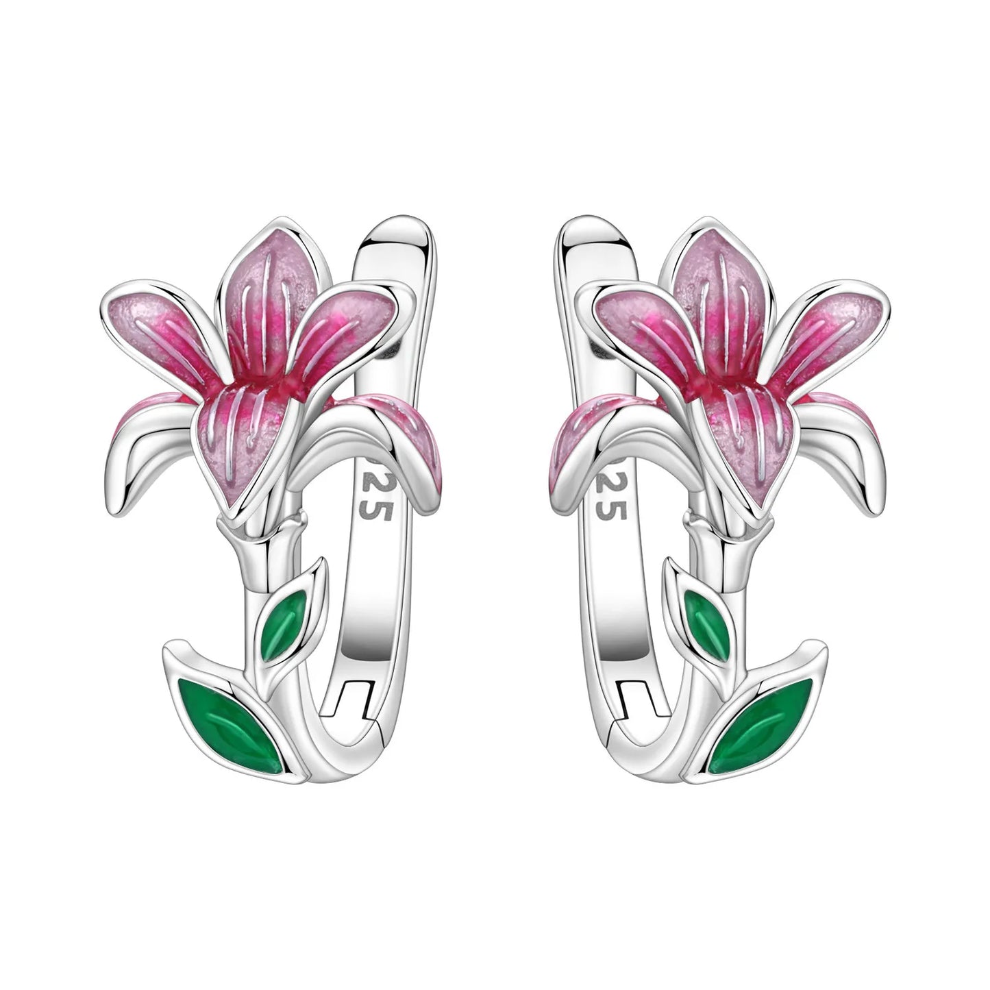 Orstarry Original 925 Sterling Silver Blue Iris Flower Earrings