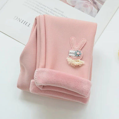 Cartoon Rabbit Cashmere-Style Leggings Baby Girl Pants