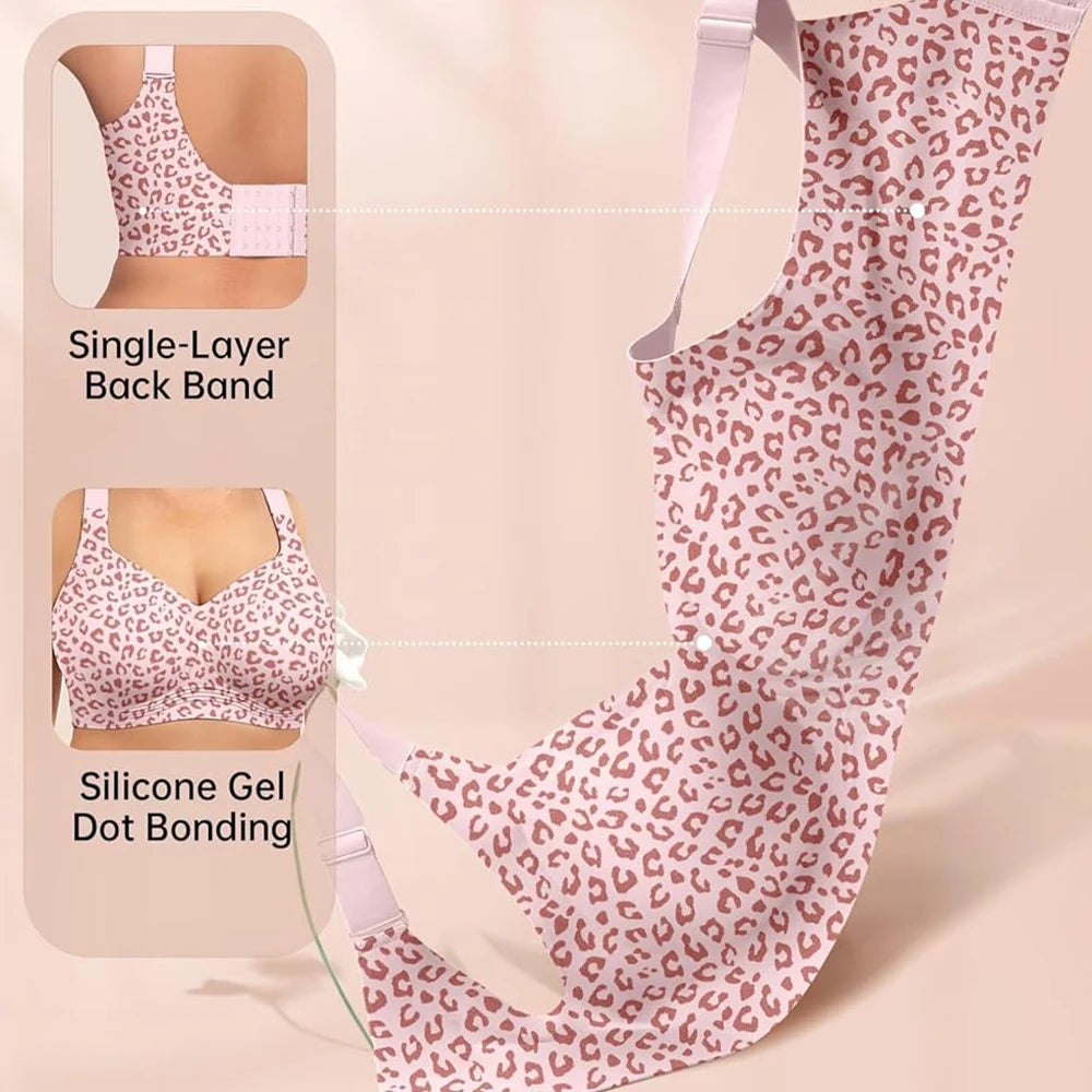 Leopard Jelly Bras No Underwire Push Up Wireless  Lift Plus Size Bras