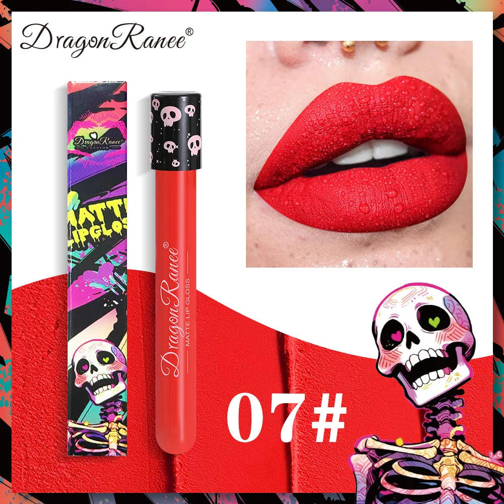 12 Color Halloween Lip Gloss Makeup Black Green Purple Waterproof Matte Lipstick