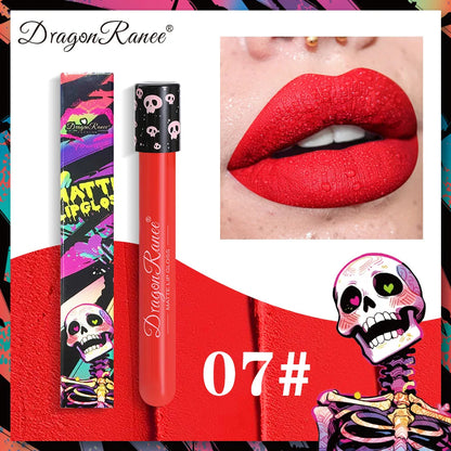 12 Color Halloween Lip Gloss Makeup Black Green Purple Waterproof Matte Lipstick