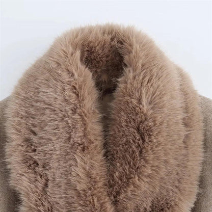 Fur Collar Flip Collar Pocket Button Coat