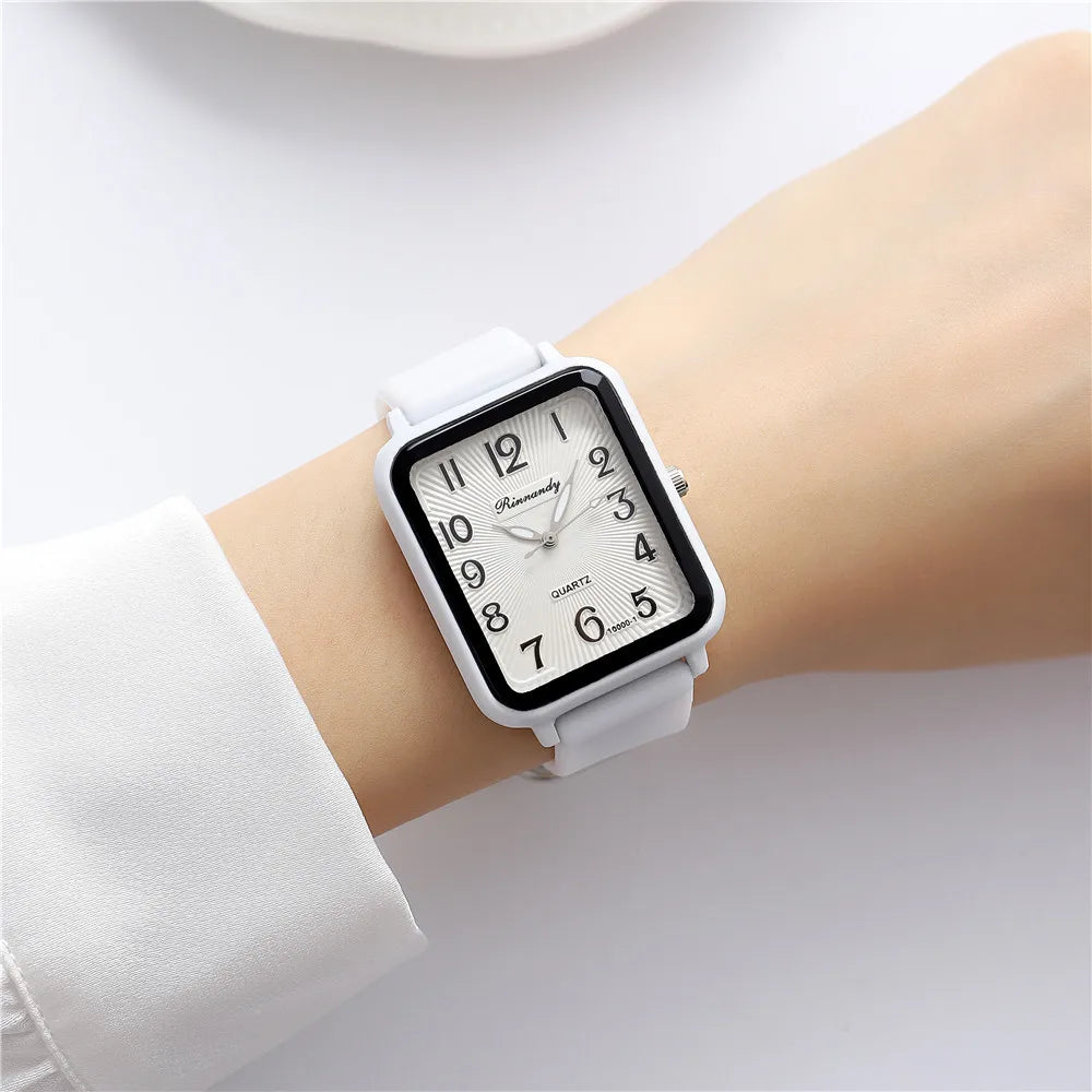 Rectangle Digital Quartz Silicone Strap Watch