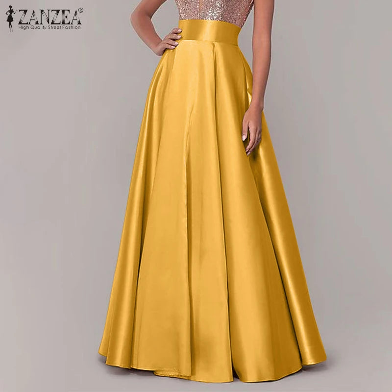 Satin Silk Black Maxi Long Skirts