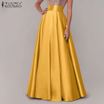 Satin Silk Black Maxi Long Skirts