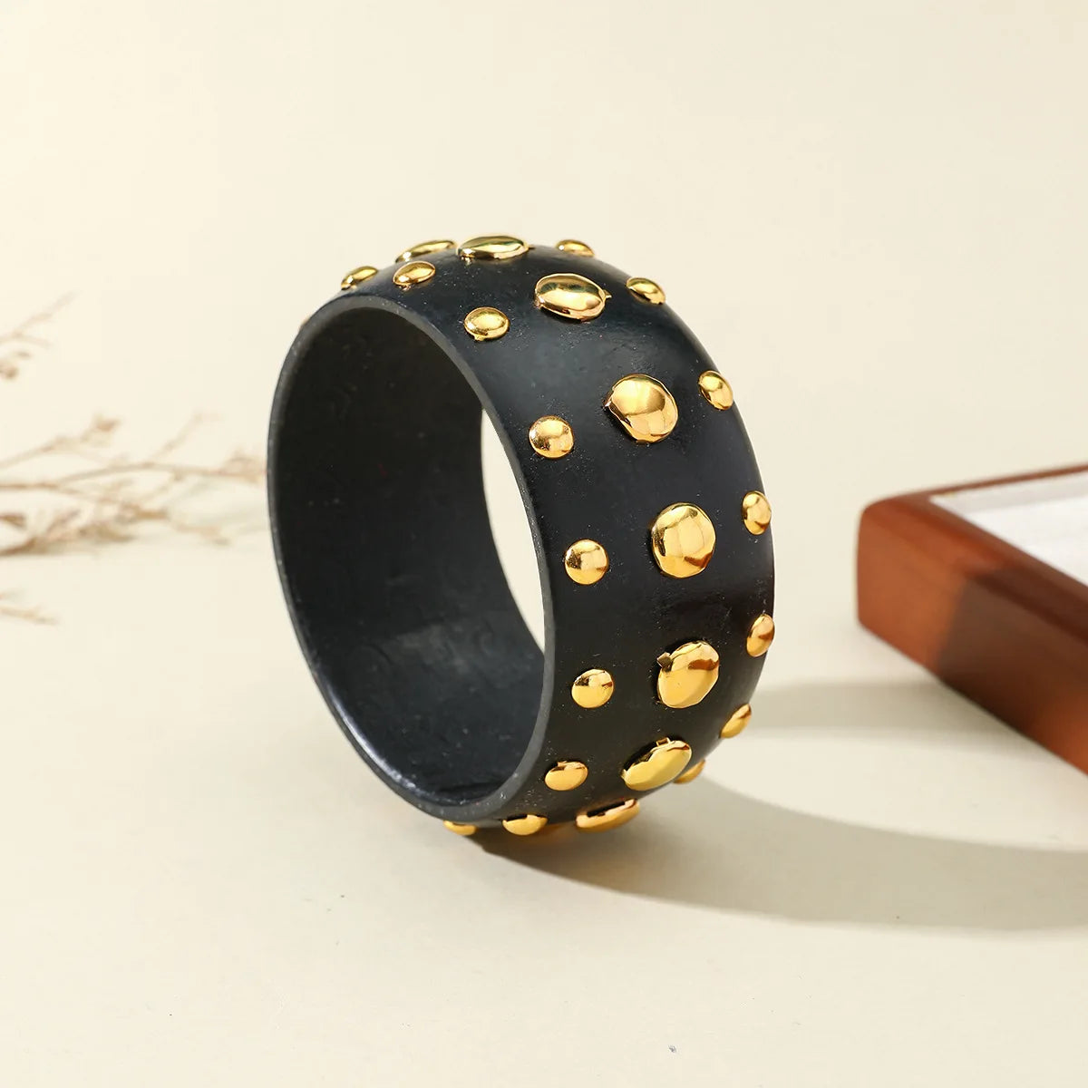 Exaggeration 8 Colors Round Geometric Wood Wide Bangles Bracelets