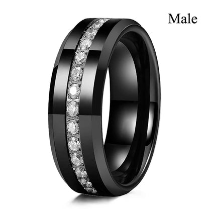 Charm Couple Romantic Purple Rhinestones CZ Rings Set