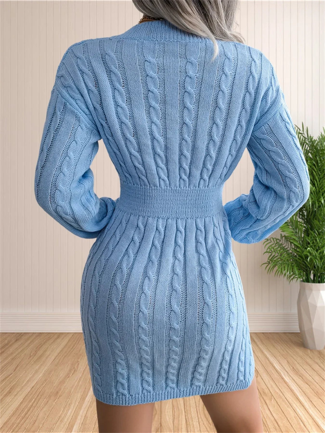 Sweater Cocktail V Neck Knitted Dress