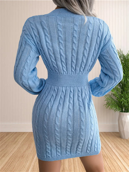 Sweater Cocktail V Neck Knitted Dress