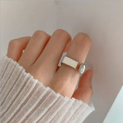 925 Sterling Silver Retro Geometric Asymmetric Rings