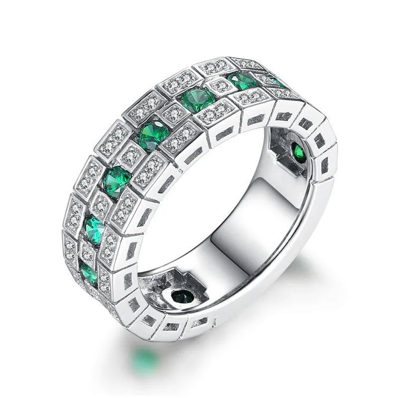 925 Sterling Silver Zircon Crystal Glamour Rings