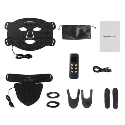 Silicone Face LED Mask SPA 4 Color Red Light Therapy Infrar Flexible Therapy Anti Aging Rejuvenation Repair Brighten Skin Tone