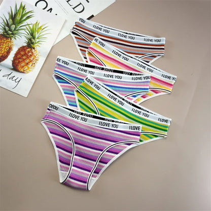 3PCS/Set Letter Printed Cotton Underwear Breathable Comfort Sexy Lingerie