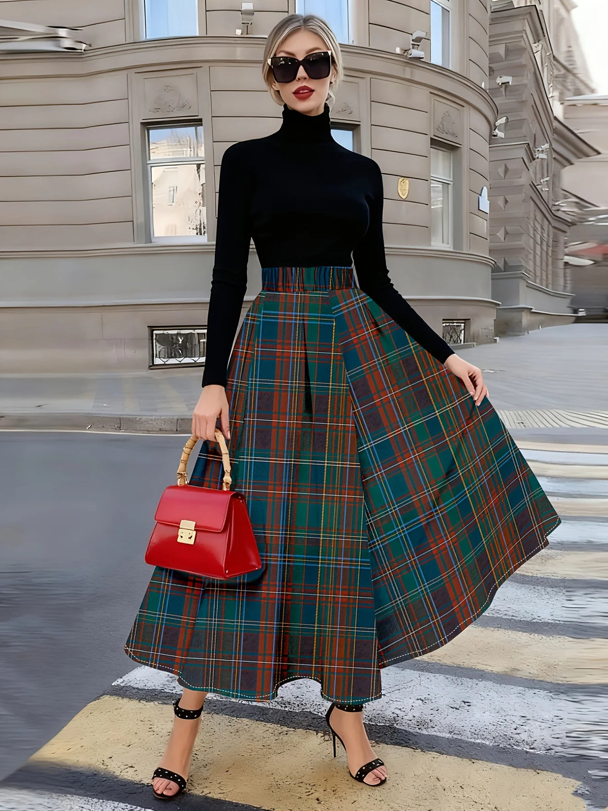 High Waist A Line Midi Casual Office Wear Flowy Skirt