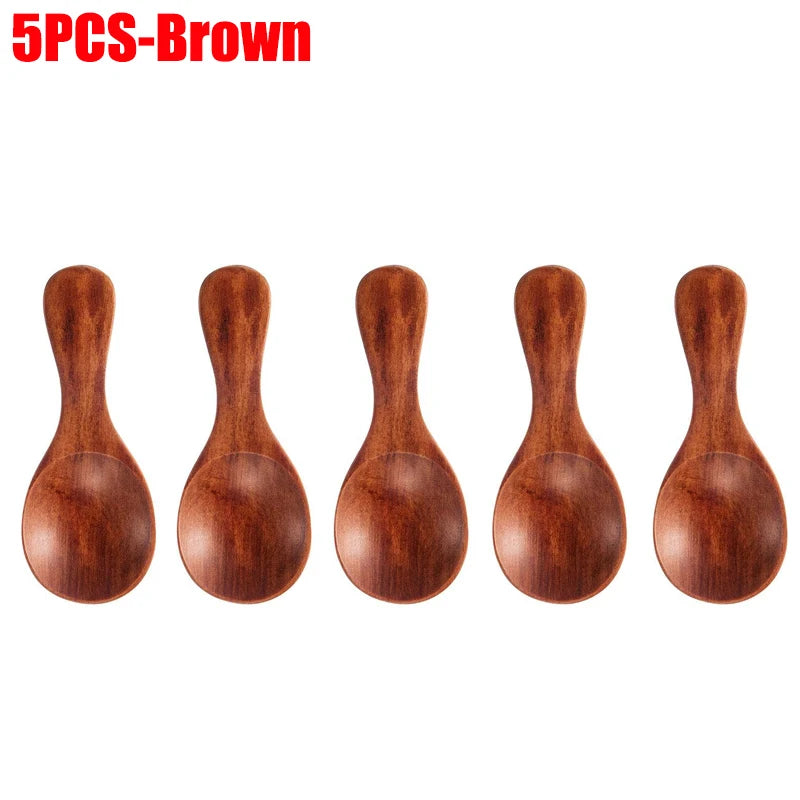 1-10PCS Mini Natural Wooden Spoons