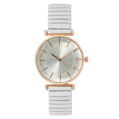 Luxury Treasure Blue Crystal Quartz Casual Stainless Steel Stretch Strap Watch