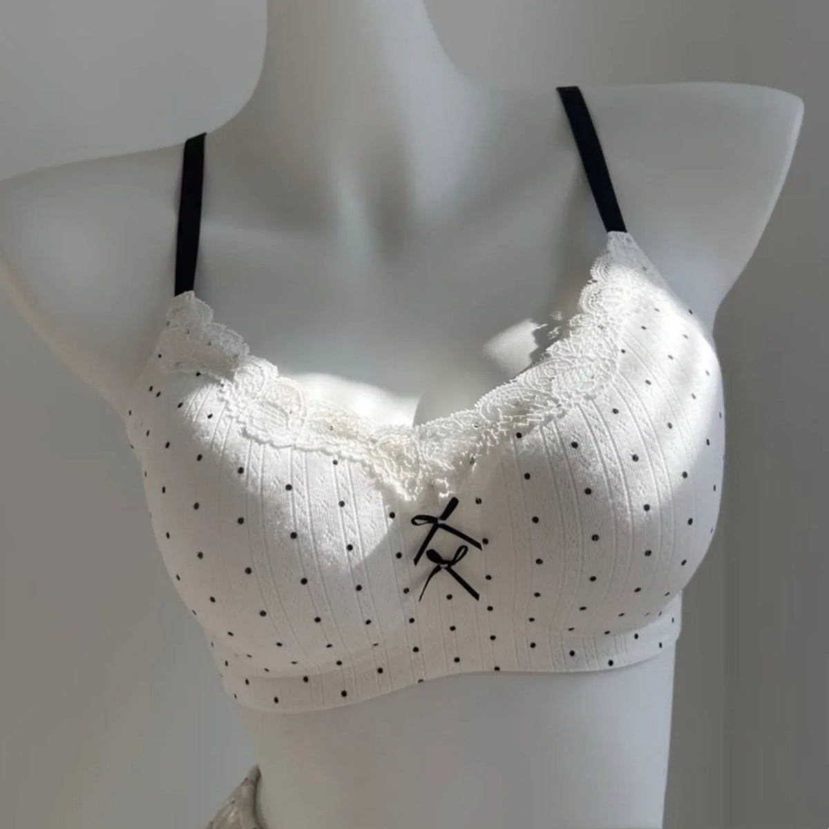 Lace Contrast Floral Print Lingerie Small Chest Gathering Seamless Bra
