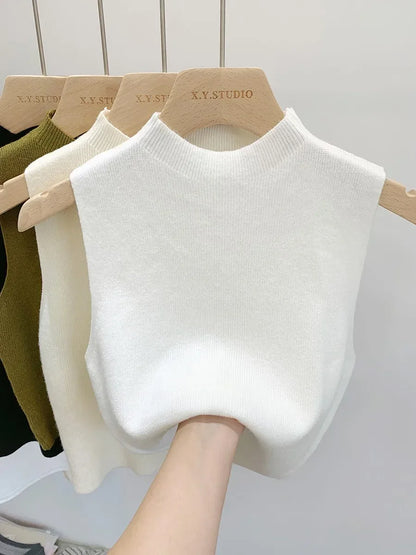 Fall Slim Sweater Short Sleeveless Sweaters Pullovers