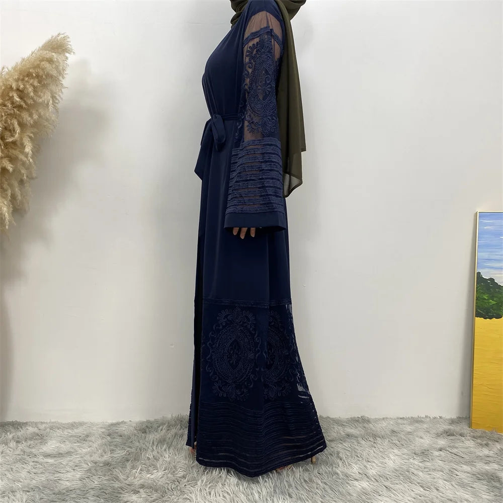 Luxury Gold Rhinestones Muslim Dress Kaftan Abaya