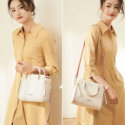 Split Leather Shoulder Elegant Large Tote Bag