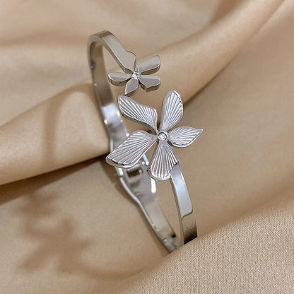 DANA Stainless Steel Flower Cuff Bracelet