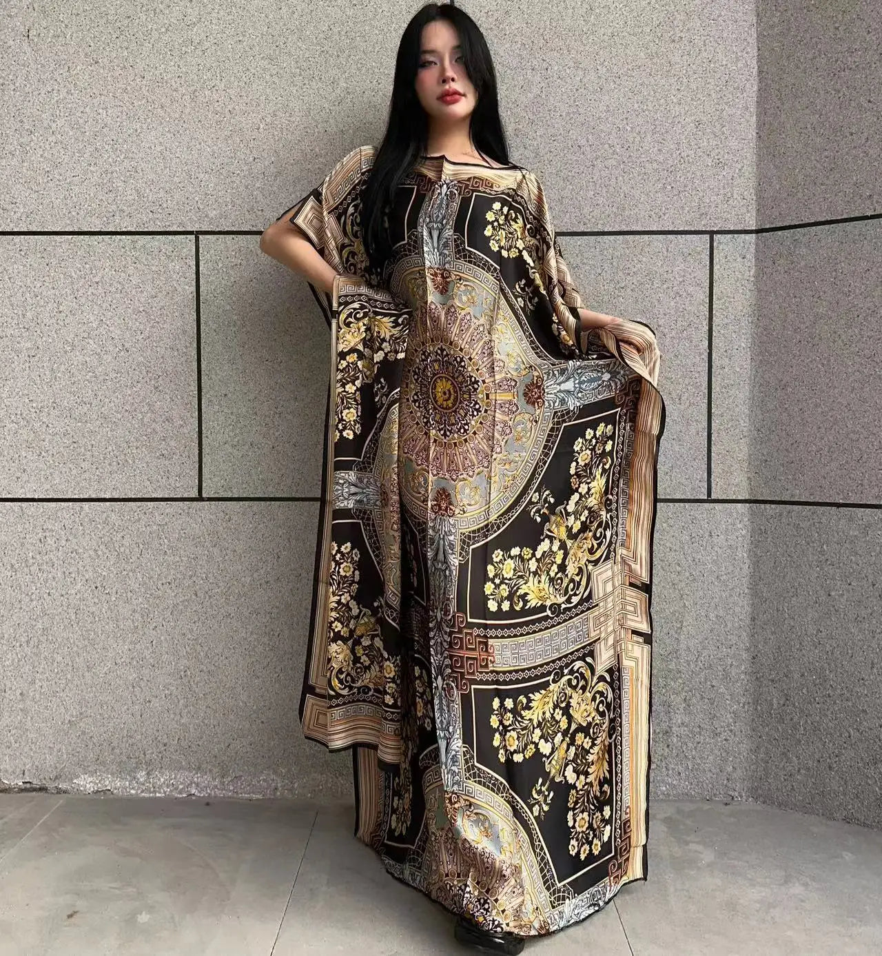 African Muslim Lady Summer Boho Kaftan Dress