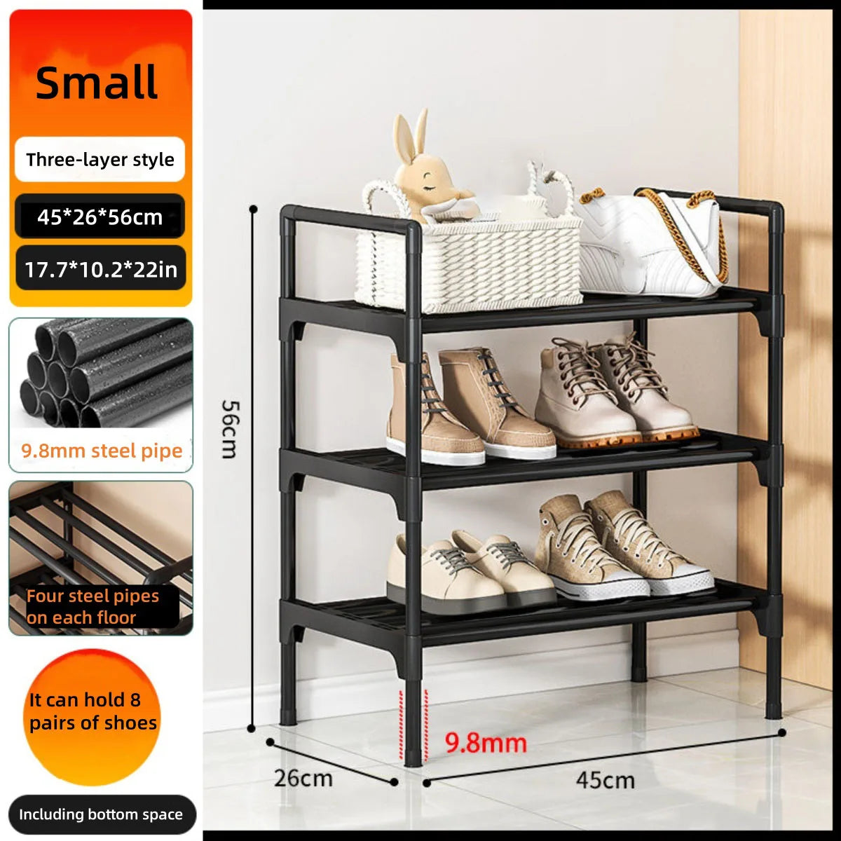 Shoe rack at the entrance of the house