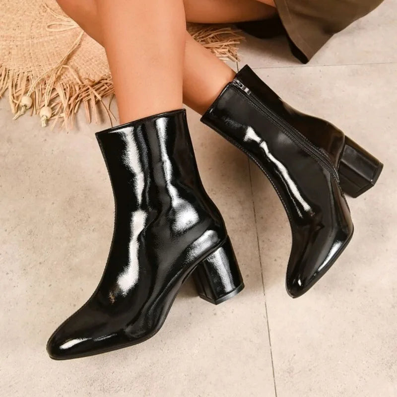 Ankle Side Zipper High Quality Leather Boots