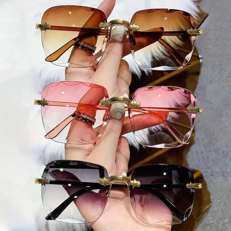 1/3PCS Square Rimless Luxury UV400 Sunglasses