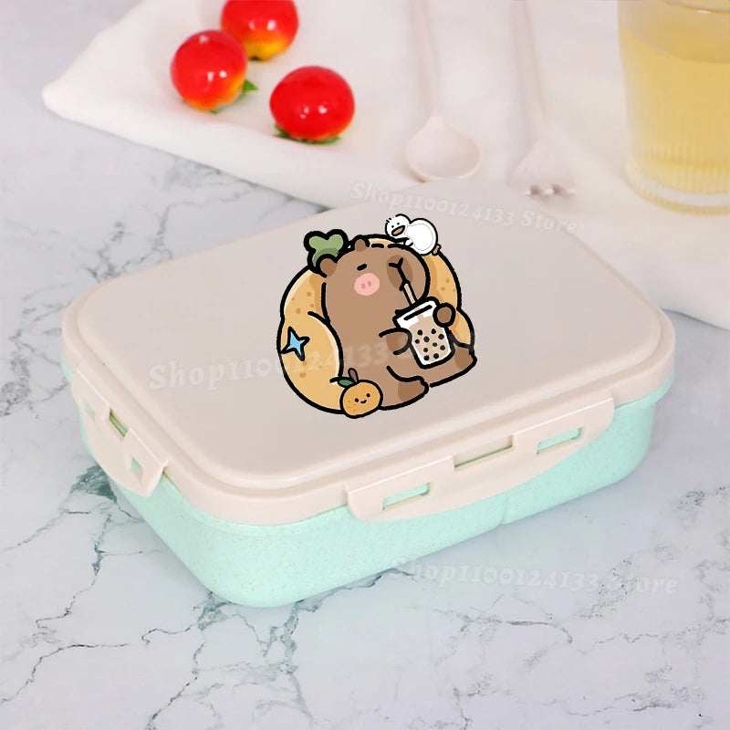 Capybara Lunch Boxes Kids Cute Anime Print Separate Lunch Box
