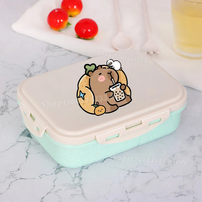 Capybara Lunch Boxes Kids Cute Anime Print Separate Lunch Box