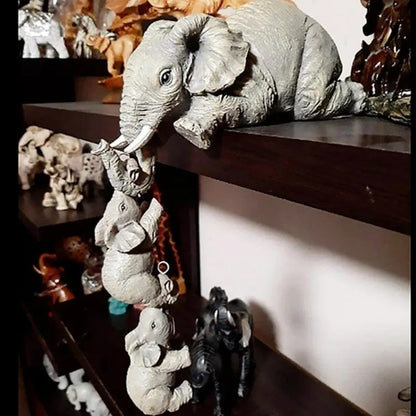 3 Pcs/set Cute Elephant Hug Baby Doll Resin Handicraft