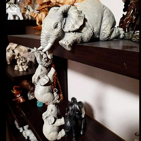 3 Pcs/set Cute Elephant Hug Baby Doll Resin Handicraft