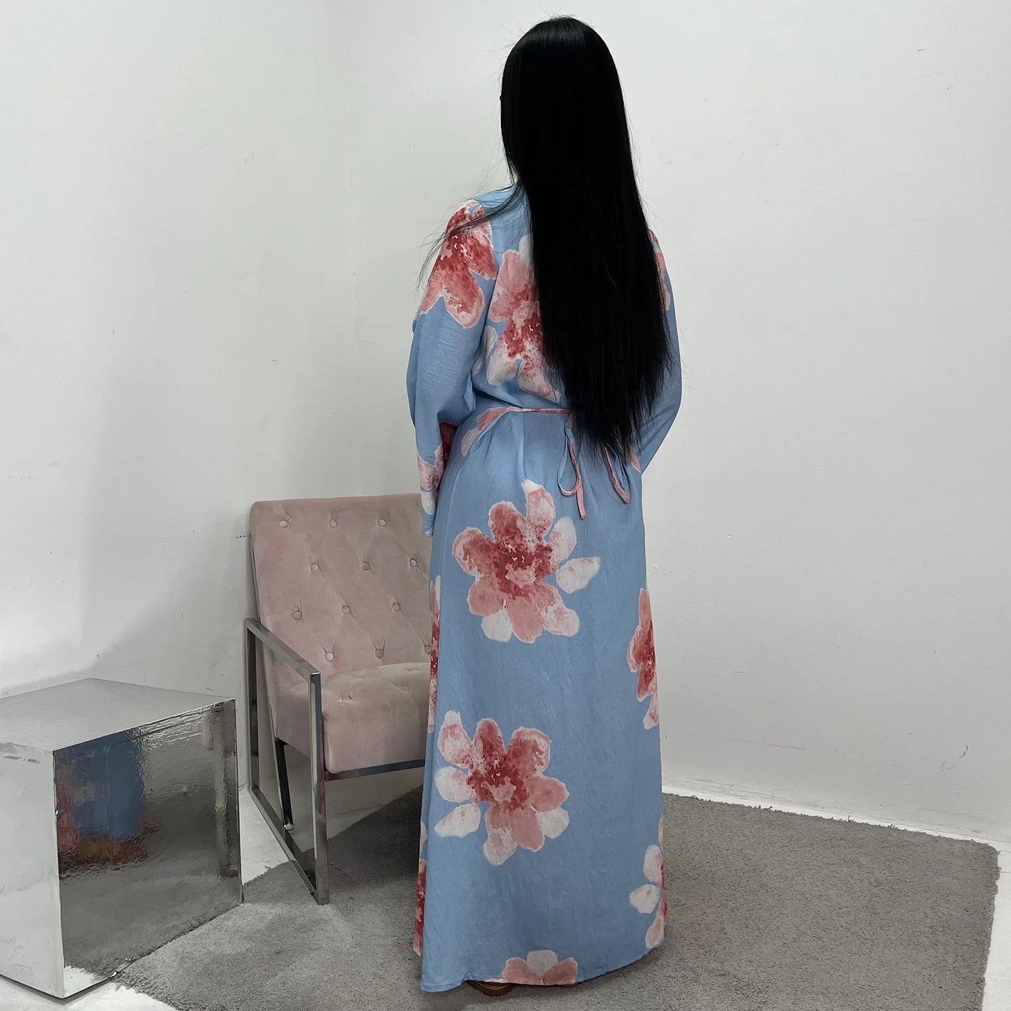 Arabesque Bell Sleeve Flowy Maxi Abaya Dress