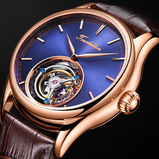 Real Tourbillon Mechanical Automatic Mechanical Sapphire Glass Stainless Steel Wristwatch