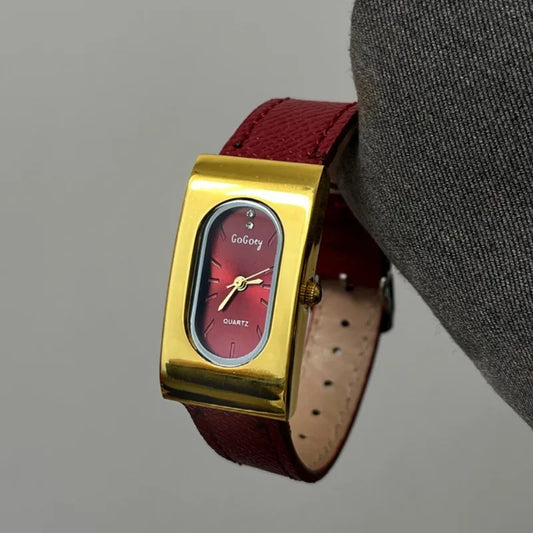 Vintage Rectangular Luxury Quartz Wristwatch