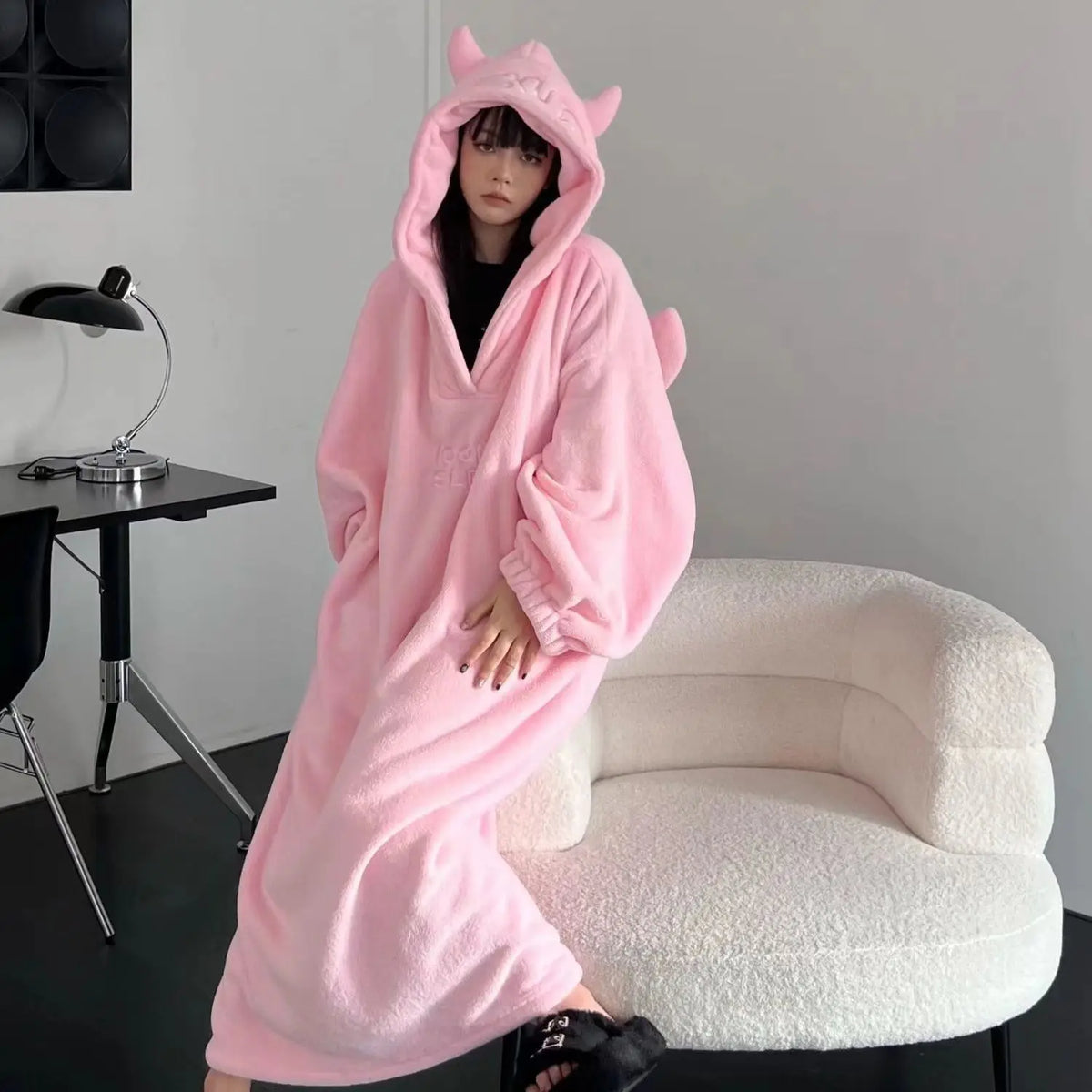 Thickened Padded Homewear Loose Oversized Hooded Dresses Pajamas