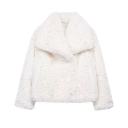 Spring Summer Casual Faux Fur Brown Warm Oversized Elegant Coats