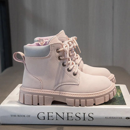Boy Girl Short Non-Slip British Leather Boots