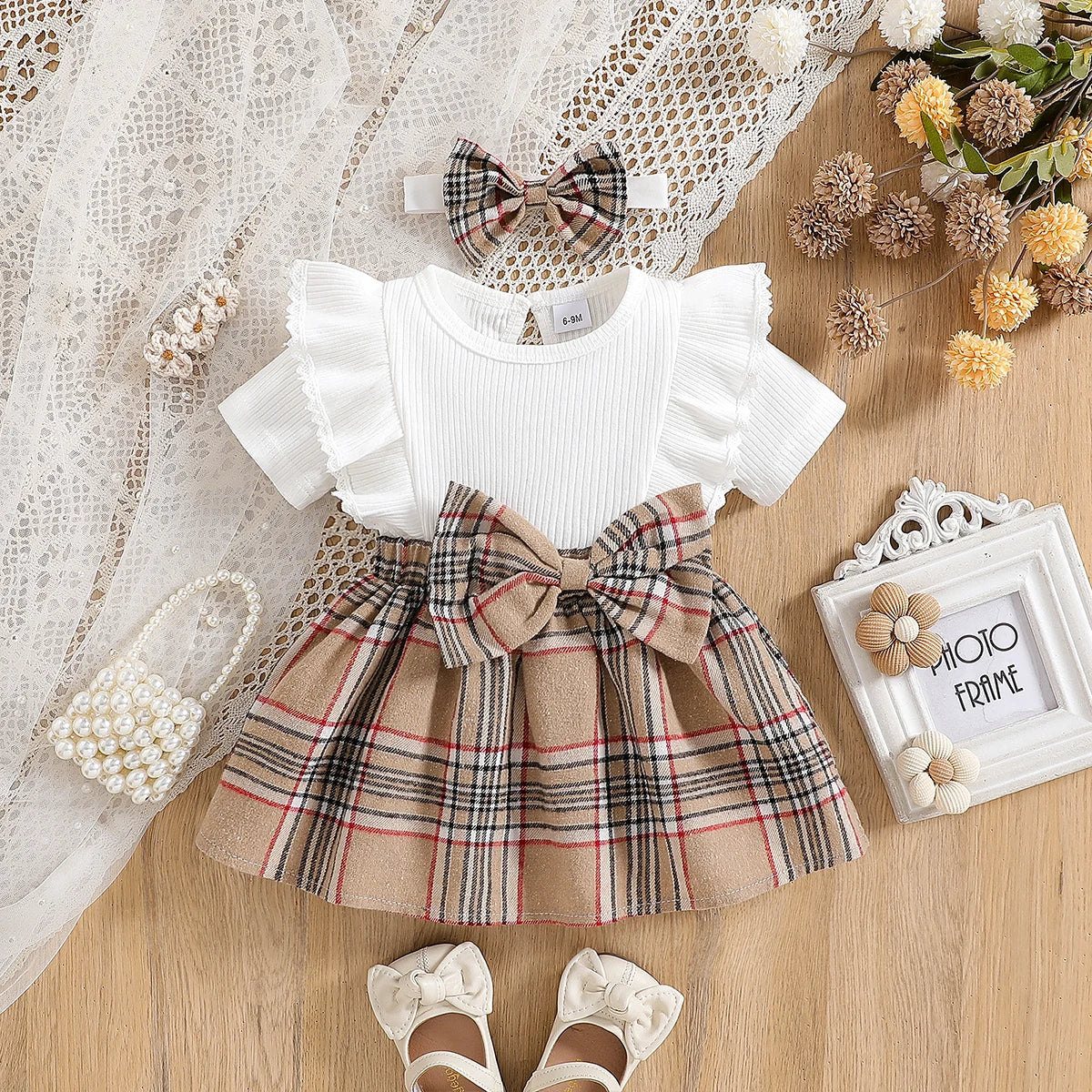 Baby Girl Cute Ruffle Lace Large Bow Dress