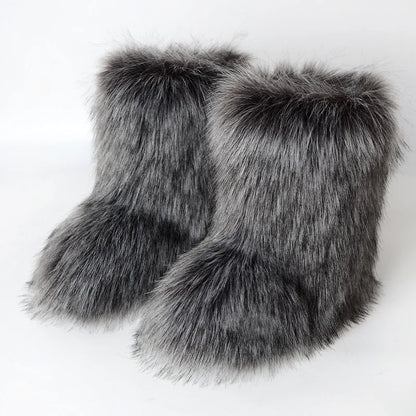 Snow Luxury Furry Faux Fox Fur Boots