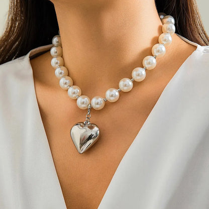 Goth Imitation Pearl Beads Chain Necklace Jewelry Set