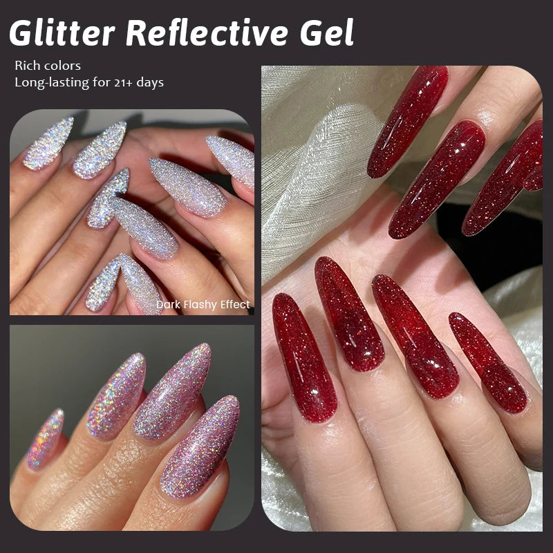 15ml Sliver Reflective Nail Gel Polish Shining Glitter