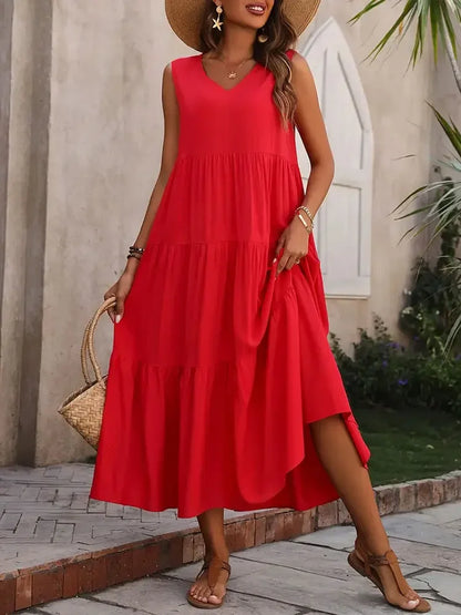 Casual Long Dresses V-neck Loose Dress