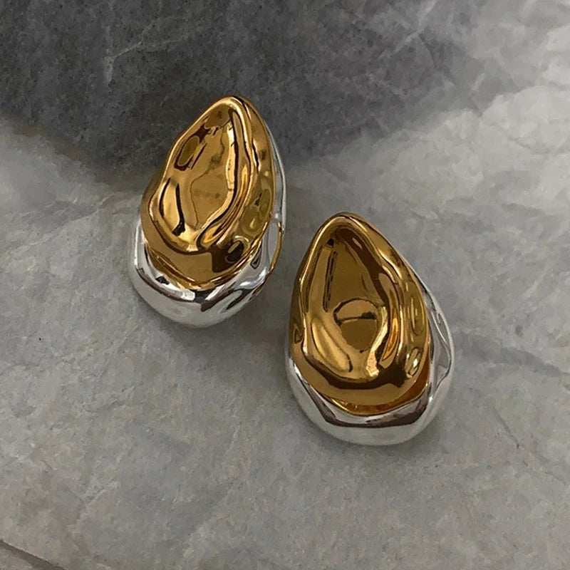 Stainless Steel Metal Splice Stud Earrings