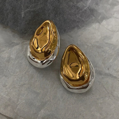 Stainless Steel Metal Splice Stud Earrings